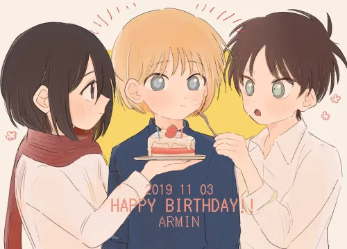 E M A🌊 🍀 🌼 Happy Birthday👯 🙆 🎂 🎉 armin arlert💙 🌊 Eren jae