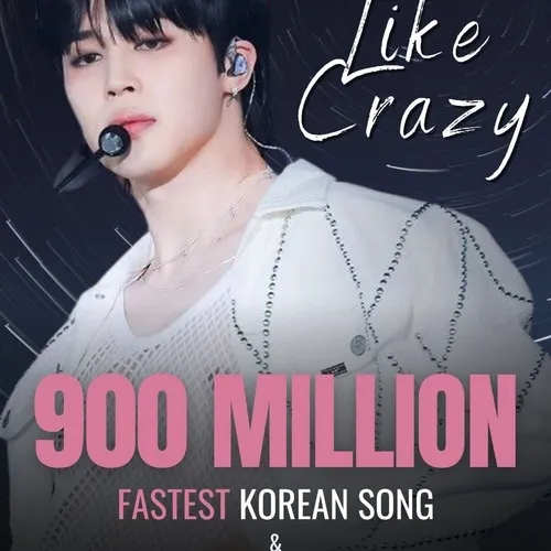 آهنگ "Like Crazy" جیمین از 900 میلیون استریم در اسپاتیفای