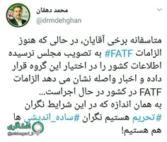 هشدار دهقان، نماینده مجلس در مورد اجرای الزامات FATF و ار