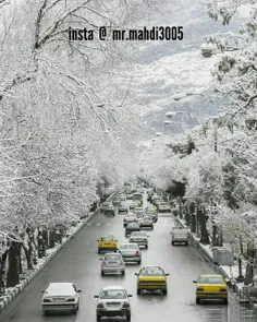 بلوار طاق بستان کرمانشاه  در یک روز برفی زیبا