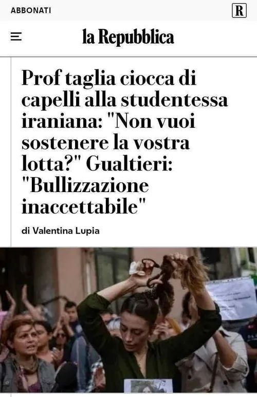 🛑 معلم یک مدرسه در ایتالیا با زور تکه ای از موهای یک دختر
