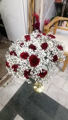 دسته گل بزرگ رز+عروس ژیپسوفلیا