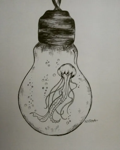ink inkdrawing lightbulb octopus surreal surrealart inkto