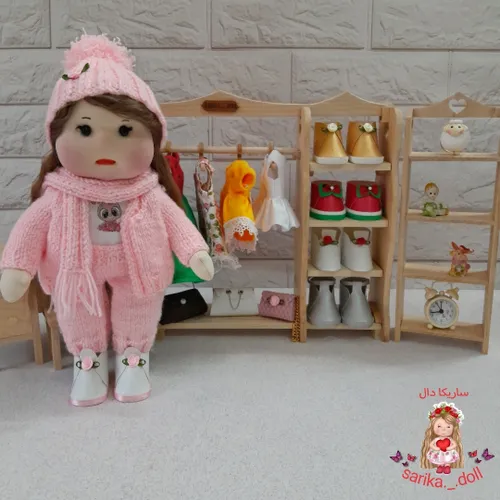 عروسک خنگول دختر زمستونی (لباس تماما بافتنی)