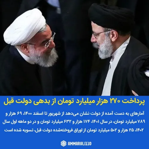 دولت رئیسی دارد بدهی های دولت روحانی را پرداخت می کند