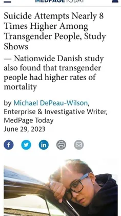 🔸 دانمارک؛ منحرفین جنسی (ترنسجندرها) در صدر آمار #خودکشی!