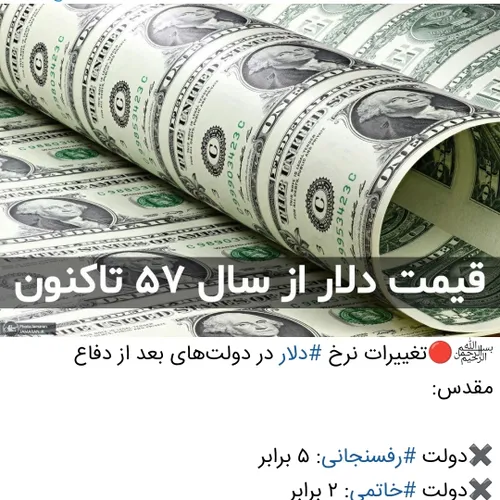 ﷽🔴تغییرات نرخ دلار در دولت های بعد از دفاع مقدس: