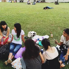 Domestic Workers gather near the Padang, Singapore during