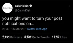 اکانت Calvin در توییتر پیامی با این مضمون گذاشته که: "شای