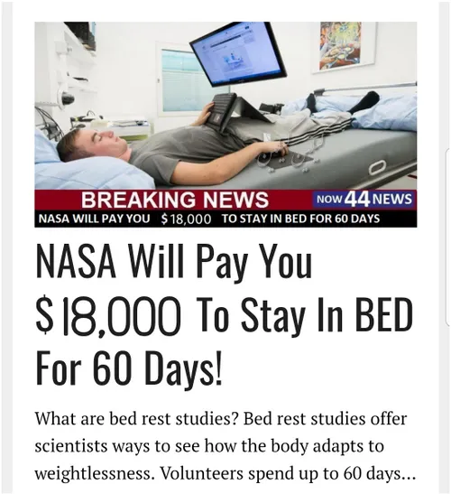 ناسا به شما 18000 دلار می دهد تا ۶۰ روز تخت بخوابید !