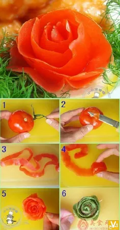 درست کردن گل با گوجه ...
