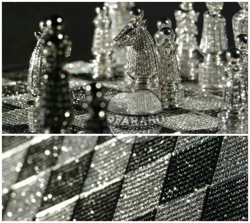 ست شطرنج "چارلز هولاندر" از الماس های سفید و سیاه در ساخت