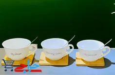 خرید و قیمت پخش عمده فنجان سفید با قاشق و زیربامبو شوش