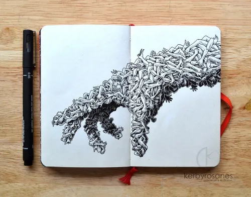 blackandwhite doodleart inkandpen moleskine penart sketch