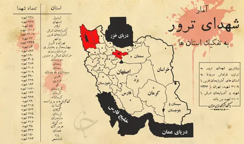 🔸 اینفوگرافیک | آمار شهدای ترور به تفکیک استان ها