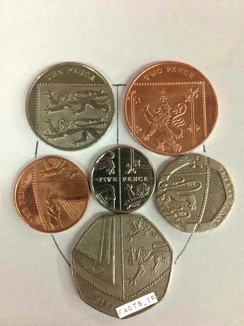 اگر سکه های انگلیسی را کنار هم قرار بدهیم، در شکل حاصل، ت