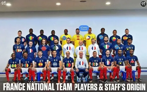 📸 عکسی جالب از ملیت اصلی بازیکنان فرانسه | تنها هفت فرانس