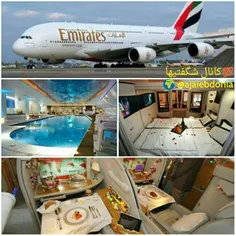 اولین هواپیمای امارات مجهز به استخر شنا، اتاق خواب، سالن 
