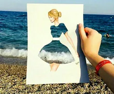خلاقیت یعنی این!  لباس دختره رو قیچی جدا کردن اون دریاست 