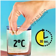 یک لیوان را پر از آب یخ کنید و به مدت 30 ثانیه انگشت هایت