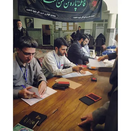 A local mosque in Tehran is operating as a polling place 