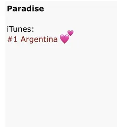آهنگ Paradise اکسو در جایگاه اول آیتونز آرژانتین قرار دار