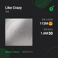 آهنگ "Like Crazy" توسط جیمین از 112 میلیون استریم در ملون