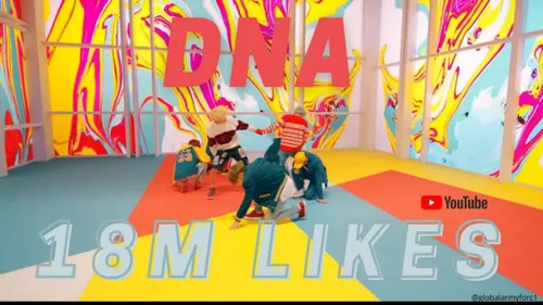 موزیک ویدیوی "DNA" به ۱۸ میلیون لایک در یوتیوب رسید ، به 
