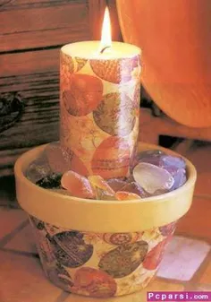 #دکوپاژ روی شمع با دستمال کاغذی 😍 خیلی زیبا و ساده