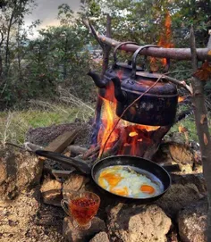 نیمرو و چایی اتیشی‌ اونم تو هوا پاییزی 😍