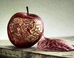 هنرنمایی ظریف روی پوست سیب.