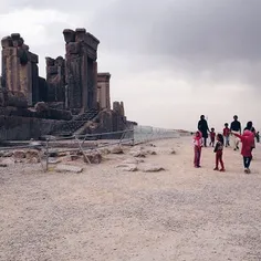 Kids visiting what remains of Pasargad, the capital of th