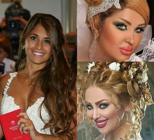 سمت چپ همسر مسی روز عروسی و سمت راست عروس ایرانی..