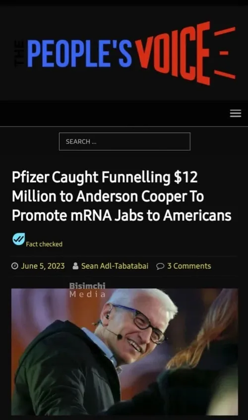 🔷 رشوه ۱۲ میلیون دلاری شرکت فایزر به مجری CNN، برای فریب 