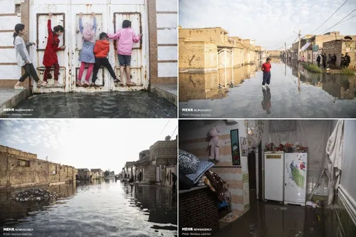 🗞 تصاویری از پر شدن خانه ها و محلات با فاضلاب و آب باران 