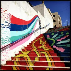 A mural on the stairs in hilly Amman, Jordan, May 29, 201