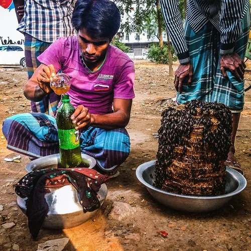 A man sells fresh honey on the Dhaka University campus in