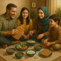 سفره زیبا و سنتی سبک زندگی سالم  ایرانی و کانون گرم خانوا