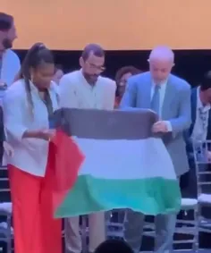 🎥رئیس جمهور برزیل پرچم فلسطین را در افتتاحیه کنفرانس ملی 