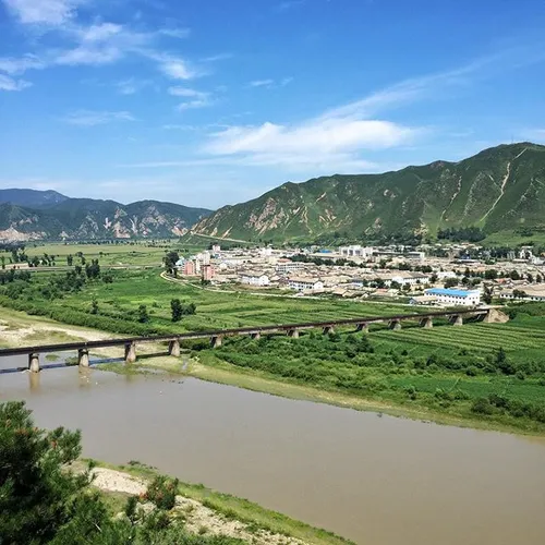 Namyang, North Korea. A view from Ilgwang Park in Tumen, 