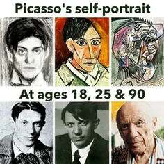 سه تصویری که پیکاسو در فاصله ٧٢ سال از خود خلق کرده است.