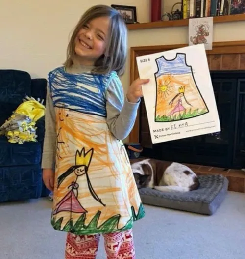 طراحی لباس کودکان با نقاشی خودشان! یک شرکت آثار هنری کودک