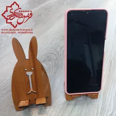 استند چوبی موبایل طرح خرگوش