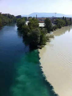 محل تلاقی دو رود رون و ارو در ژنو، سوئیس