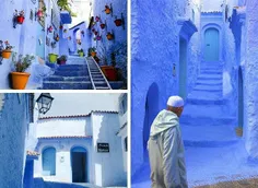 آبی ترین شهر دیوارها، درها، و حتی پلکان هاي شهر بسیار زیب