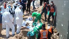 عملیات کشف اجساد افرادی که توسط ارتش اسرائیل در بیمارستان