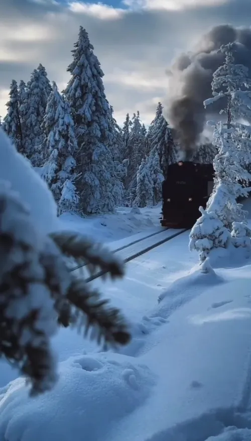 قطار در زمستان ❤️💜😊