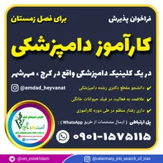 پذیرش دانشجوی دامپزشکی به عنوان کارآموز در مهرشهر کرج