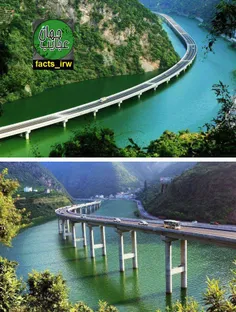 کشور#چین دارای بزرگ راهی زیبا بر روی آب است این بزرگراه  