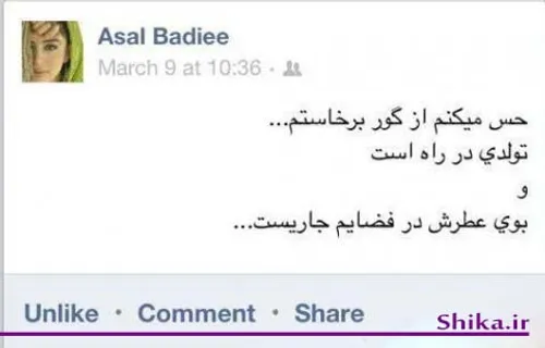 اخرین نوشته عسل بدیعی در صفحه اش